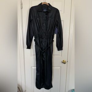 Eloquii Black Faux-Leather Jumpsuit